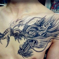 Wholesale Temporary Tattoo Chest Dragon Image Size 31cm x 9cm Lasts Up To 2 Weeks, Dragon Tattoo Sti