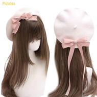 Picbliss Autumn Winter Girls Shopping Beret Woman Photography Ribbon Bowknot Painter Hat