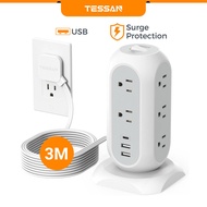 【ส่งไวจากไทย】TESSAN สีดำ ขาว รางปลั๊กไฟ 11 ช่อง USB-C ปลั๊กไฟ 3.0 เมตร ปลั๊กสามตาแบน Power Strip Ext