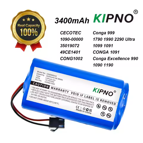 KIPNO Vacuum 3400mAh Li-ion Battery 35019072 for Conga Excellence 950 990 1090 1790 1990 Deebot N79S