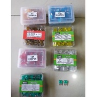 10 pcs Mini Fuses, 5 Ampere.. 7.5 Ampere..10 Ampere..15 Ampere..20 Ampere..30 Ampere