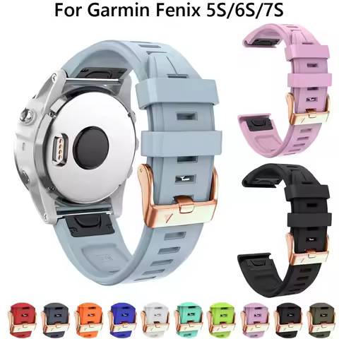 QuickFit 20mm Watch Band For Garmin Fenix Approach S70(42mm)7S Pro Solar/6S 5S Plus Silicone Strap E