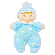 June Garden 9" My First Doll Noah - Soft Plush Baby Doll with Rattle - Baby Blue Outfit