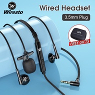 Wiresto Earphones with Mic for Gaming Wired Earbuds Heavy Bass Noise Cancelling HIFI Sound Quality Metal Collar Clip Dual Live Streaming Karaoke Game Wired Headphones
