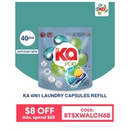 Ka 4 In 1 AntiBacterial Laundry Capsules Refill Pack 40 Pods - Anti Dust Mite