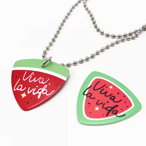 TV Twinkling Watermelon Cosplay Shining Watermelon Guitar Pick Props Choker Two-sided Pendant Neckla