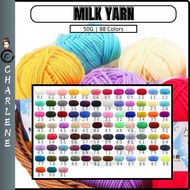 Benang Kait Susu Kapas 1-91 Warna Milk Yarn Cotton 50g 5ply Benang Licin Benang Lembut Benang Mengai