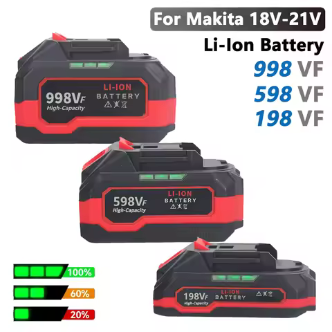 198VF 598VF 998VF 18V 21V High Capacity Rechargeable Lithium Ion Battery for Makita Power Tool Repla