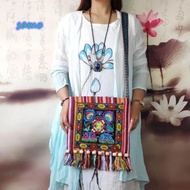 SAMO Message Bag, Hmong Tribal Ethnic Fashion Women Shoulder Bag,  Vintage Tassels Embroidery Tapest