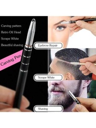 1支髮刻筆,理髮師用的鋼刀剃刀筆,造型雕刻神奇工具,可用於修剪髮型