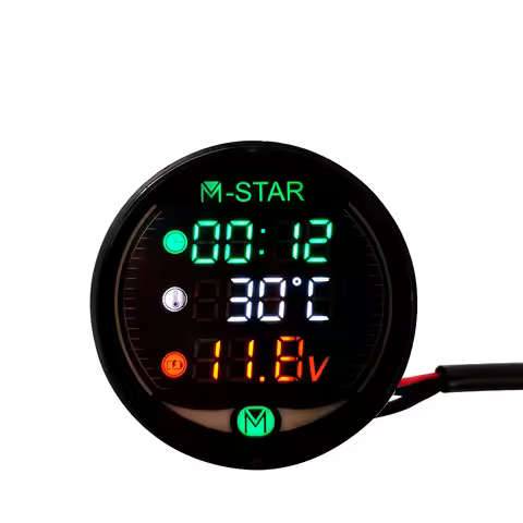 LED 3-in-1 Motorcycle Meter 12V Waterproof Time Temperature Voltage Display Table For Honda VTX1300 