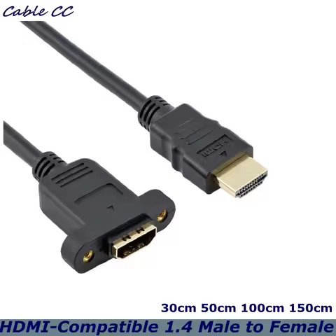 HD Copper Core HDMI-Compatible 1.4 Male to Female Screw Panel Mounting Extension Cable 3d Uhd TV Hig