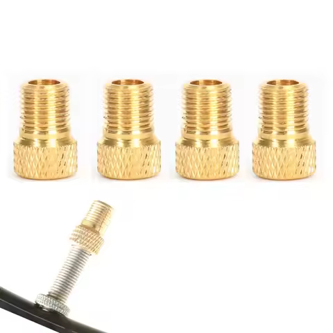 4PCS F/V To A/V Valve Adapter Bike Value Converter Presta To Schrader Golden Bike Tire French Valve 