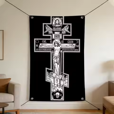 Symbol - O-Orthodoxs C-Crosss Flags Cozy Home Flag 4 Grommets Anti-Wrinkle Waterproo Indoor