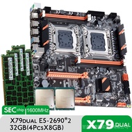 Atermiter X79 Dual CPU Motherboard Set With 2 × Xeon E5 2690 4 × 8GB = 32GB 1600MHz PC3 12800 DDR3 ECC REG Memory DDR4