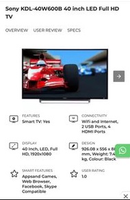 Sony KDL-40W600B 40 inch LED Full HD TV