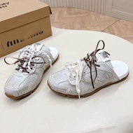 Pure Original NB530xMiu Leather Slippers - Toe Covered, Flat Heel, Retro Style Inspired By Trendy Pl