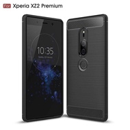 Carristo Sony Xperia XZ2 Premium Back Case Cover Carbon Fiber Brushed TPU Silicone Soft Casing Phone