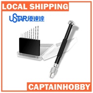 U-STAR TOOLS 90800A 0.3-1.2mm Fine Pin Vise Drill Bit Set