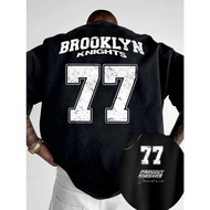 BIGSIZE T-SHIRT (M-6XL) UNISEX COTTON COMBED LOGO Brooklyn 77 KNIGHTS NEW MODE KOREAN HARAJUKU STYLE