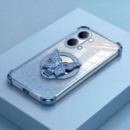 Vivo Y05 SoftCase Y11D Glitter Anti-Crack Holder/ Butterfly MirrorRing