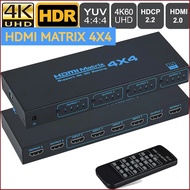 4k 60Hz HDMI Matrix Switch 4 in 4 out Matrix HDMI 2.0 Switcher Splitter Selector 4x4 รองรับ EDID HDR