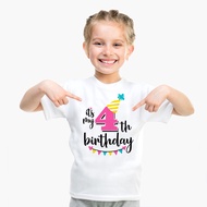 Happy Birthday Girls Tees Number 4 Letter Print Baby T Shirt New Style Wild Single Items Girls T Shi