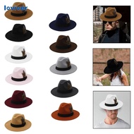 [Loviver] Fashion Fedora Hat Multipurpose for Most Unisex Adults Flat Edge Design Elegant with Artif
