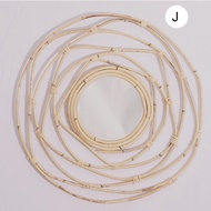 Gold woven decorative mirror Nordic primary color willow woven mirror with unique handcrafted bamboo