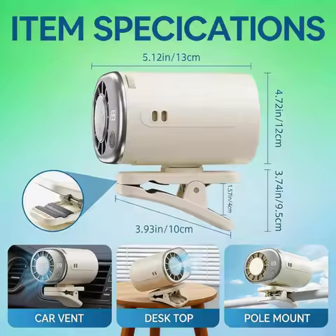 Car Clip On Fan Mini Portable Fan Outdoor Clip Umbrella Fan Waist Clip Electric fan USB Rechargeable