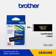 Brother Original TZe-354 24mm Gold On Black Genuine Laminated Tape TZe354 TZ354 TZ-354