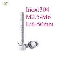 304 Stainless Steel Cup Head Hexagon Socket Three Combination (Light Rod) M2.5/M3/M4/M5/M6 【DK-C2】