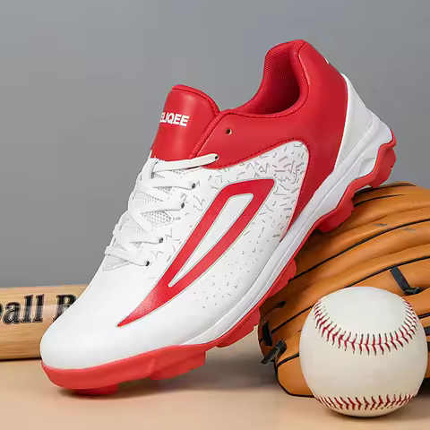 Men‘s Baseball Shoes Non-slip Short Spikes Lacrosse Shoes Women Breathable Cricket Shoes Beginners A