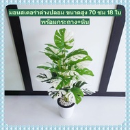 ต้นมอนสเตอร่าปลอม 18 ใบ ขนาดสูง 70 ซม. พร้อมกระถาง 6.5 นิ้ว แถมหินฟรี #ต้นไม้ปลอม #ต้นไม้ประดิษฐ์