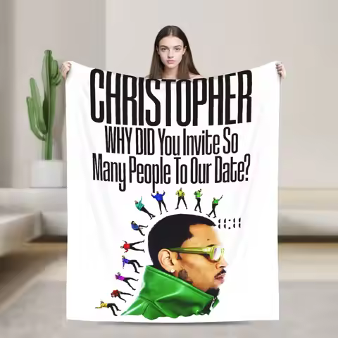 Chris Brown 2024 11 11 Tour Blanket Fleece Spring Autumn Multifunction Lightweight Throw Blanket for