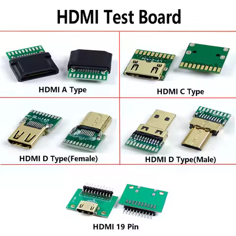 1pc HDMI Test Board Female Male PCB Board Type A C D Standard Male Plug with PCB board 19P HDMI-comp
