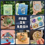 Metal Magnetic Refrigerator Stickers Customized Tourism City View Area Landmark Building Cultural Cr