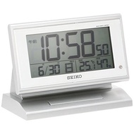 SEIKO SQ768S Alarm Clock Table clock Automatic Lighting Radio Digital Calendar Temperature Humidity Display Silver Metallic that...