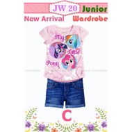 (2-7 years) JW 20C Littlepony Pink Shirt set Hotpant Jeans