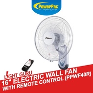 PowerPac 16" Electric Wall Fan with Remote Control (PPWF40R)