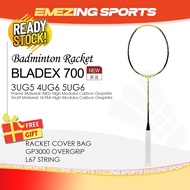 (READY STOCK) Bladex 700 NEW Badminton Racquet Unstrung (Free Grip & String & Cover Bag) - YELLOW 锋影