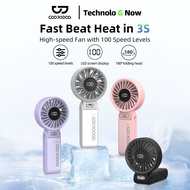 GOOJODOQ Mini Fan 4000mAh High-speed Portable 3 Gear Wind Foldable Digital Display Handheld Fan