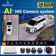 Smartour AI 3D 360 Car Camera Surround View System Driving With Bird View Panorama System Car Camera 4CH Rear/Front/Left/Right Pro