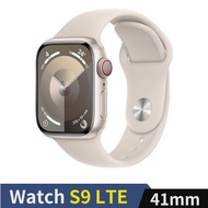 Apple Watch S9 LTE 41mm星光鋁錶殼配星光運動錶帶(S/M)