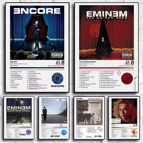 American Rap Eminem Poster Aesthetic Hip Hop Singer Music Album Cover The Eminem Show Canvas Print W
