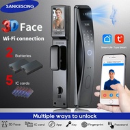 SANKESONG Tuya Smart 3D Face Door Lock Security Camera Monitor Intelligent Fingerprint Password Biom