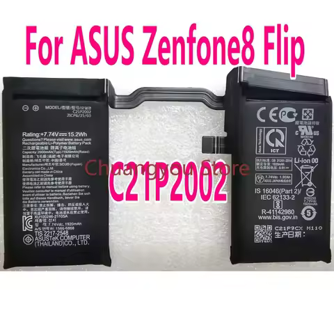 2024 Battery for ASUS Zenfone8 Flip Gaming Mobile Phone, 7.74V, 15.2Wh, C21P2002, New New