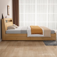 New Modern Minimalist Master Bedroom1.2m Double Bed Bedroom Meter1.8Solid Wood Bed for Rental Apartm