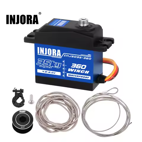 INJORA INJS035-360 35KG Waterproof 360° Rotation Digital Servo Winch Spool for RC Crawler Car Boat M