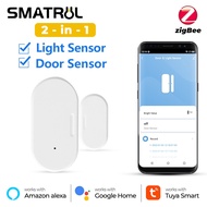 SMATRUL Door and Window Sensor Light Sensor Lighting 2 in 1 Tuya Smart Zigbee Level Detector Window Drawer Wireless Open/Close Alexa Google Home